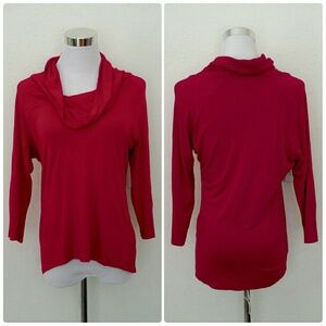 Elegant Red Cowl Neck Women's Top